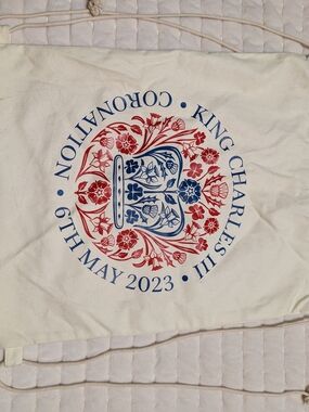 King Charles Coronation Memorabilia Drawstring Backpack Satchel Royals England